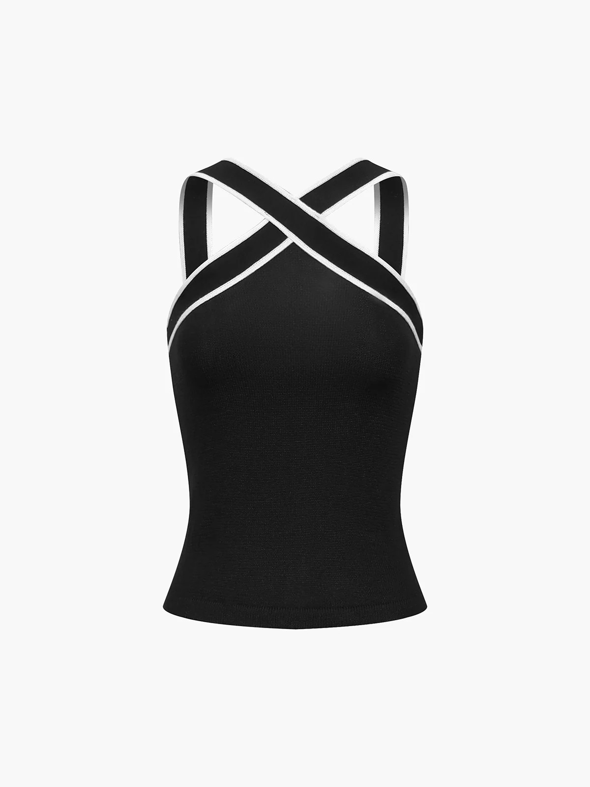 Contrast Trim Strap Knit Top | Commense