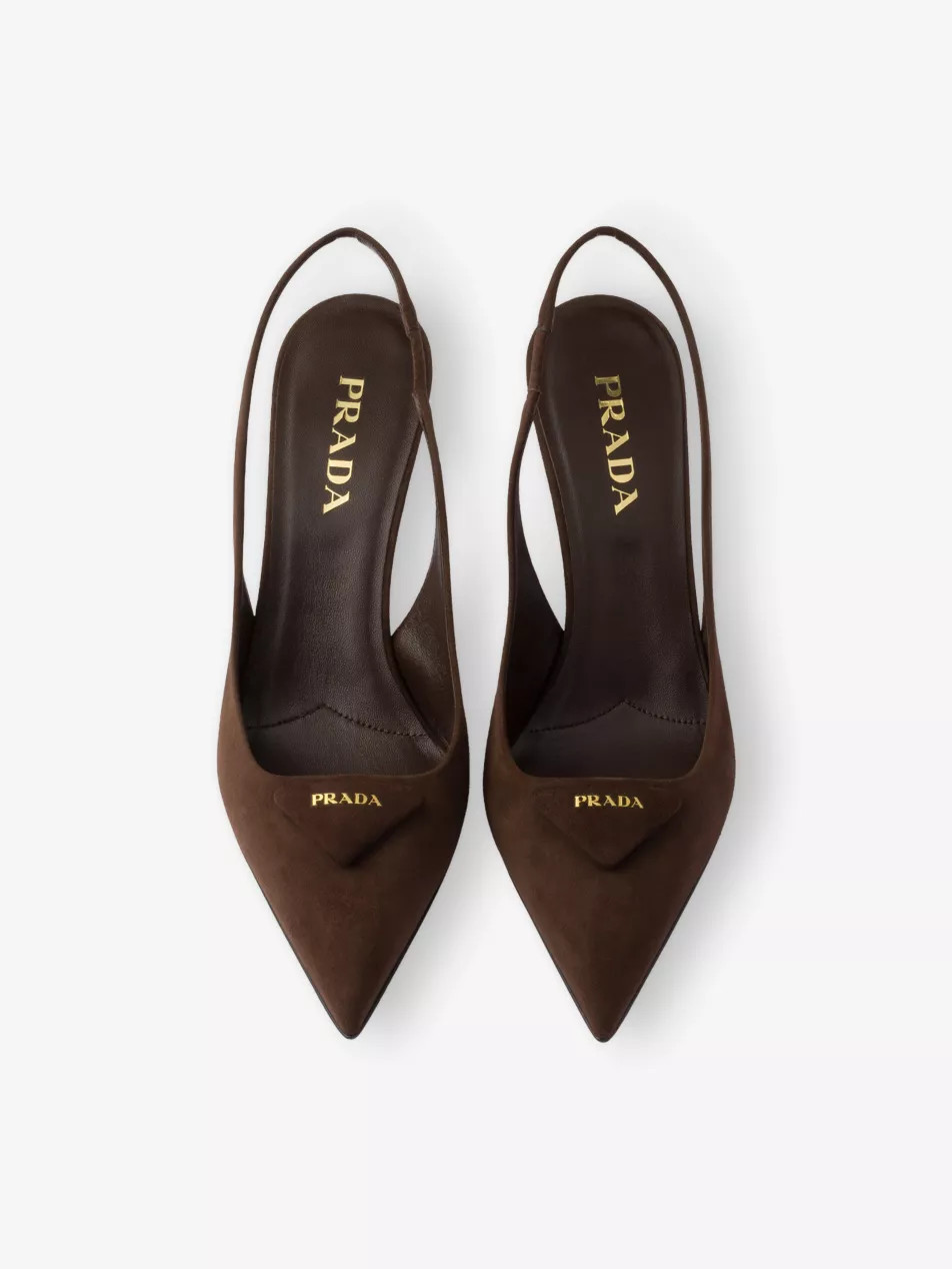 Triangle-Logo Suede Slingback Pumps | Selfridges
