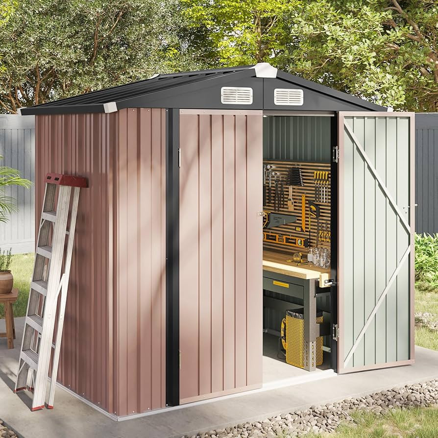 Aoxun 6.2x4 FT Shed Outdoor Storage Shed Metal Garden Shed with Lockable Doors & Slooping Roof To... | Amazon (US)