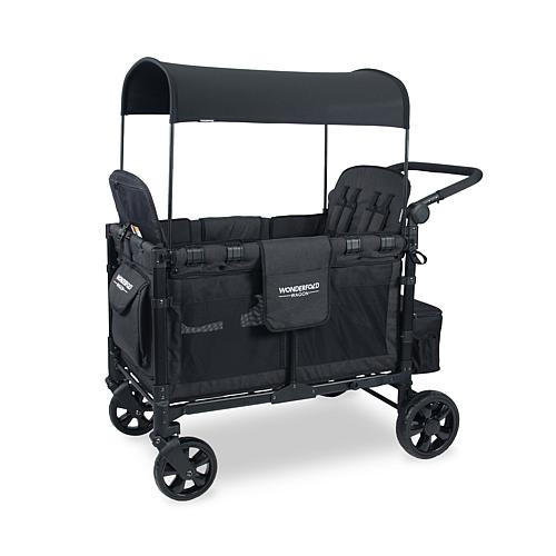 WonderFold Wagon W4 Elite 4-Seater Stroller Wagon with Raised Seats - Black | HSN