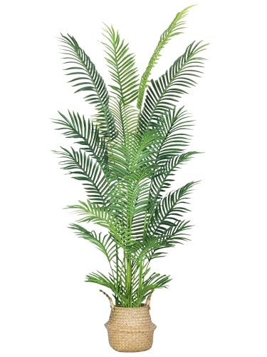 HAIHONG 6FT Artificial Palm Tree,Faux Areca Palm Plant with Real Touch Leaves and Adjustable Branches,Fake Tropical Palm Tree for Home Office Indoor Outdoor Modern Decoration | Amazon (US)