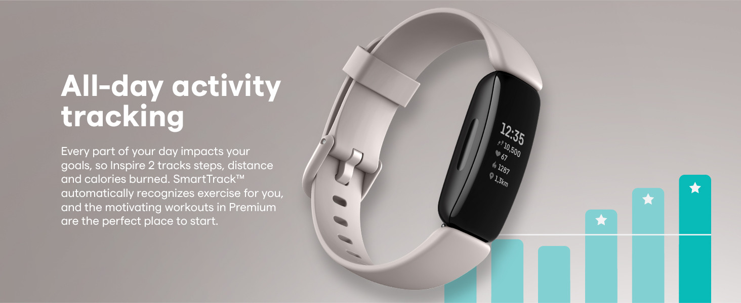 Fitbit Inspire 2 Health & Fitness Tracker with a Free 1-Year Premium Trial, 24/7 Heart Rate, Luna... | Amazon (US)