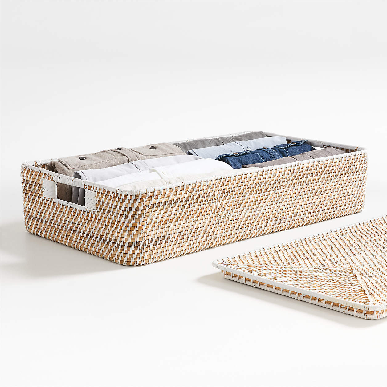 Sedona White Under Bed Storage Basket + Reviews | Crate & Barrel | Crate & Barrel
