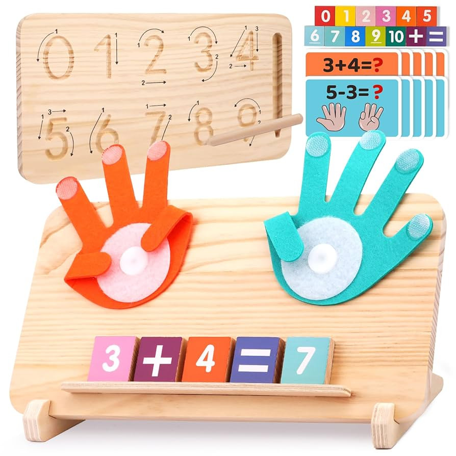 Montessori Learning Toys for Toddlers 2-4, Double-Sided Finger Counting & Number Tracing Board, C... | Amazon (US)