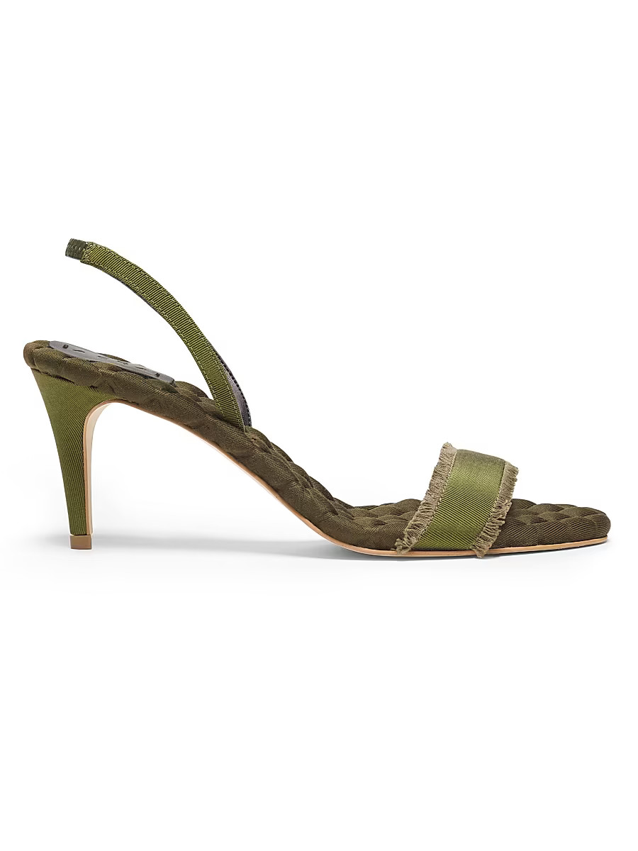 Women's Claudia 75MM Grosgrain Slingback Sandals - Militare - Size 7 | Saks Fifth Avenue