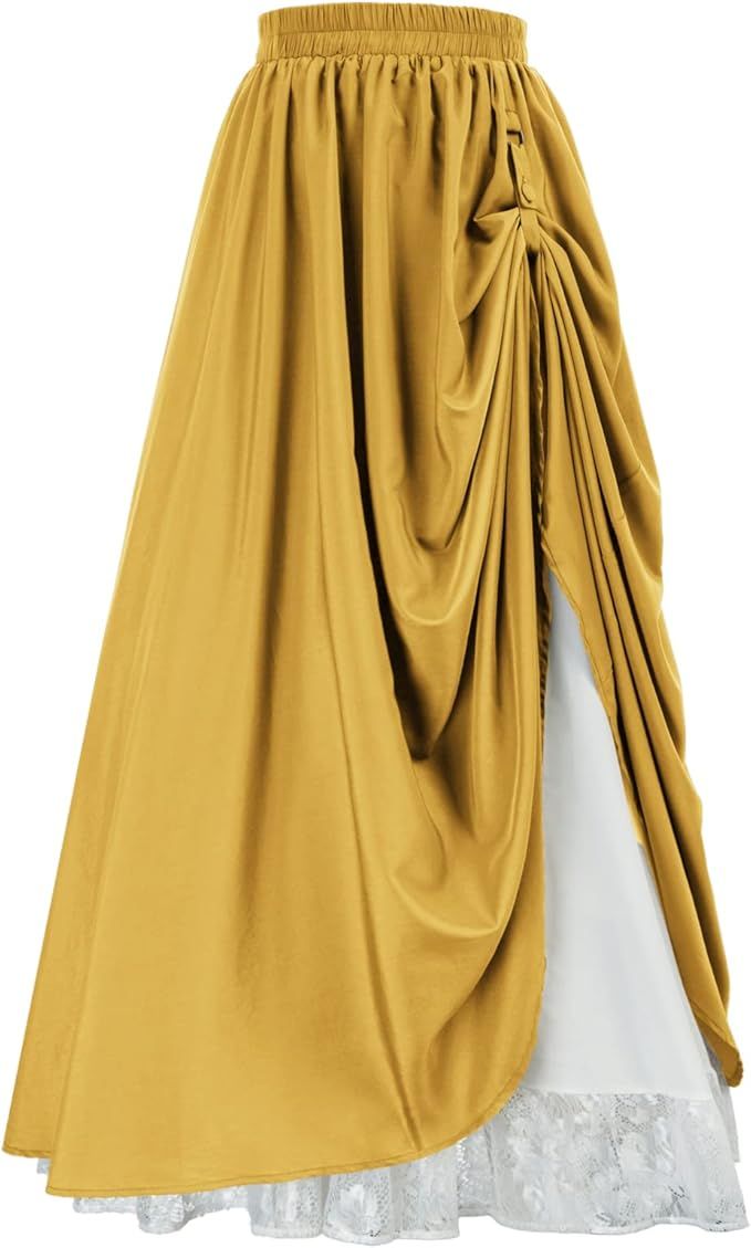 Amazon.com: Scarlet Darkness Women's Elastic Waistband Skirts Plus Size Flare Hem Long Skirts Gin... | Amazon (US)