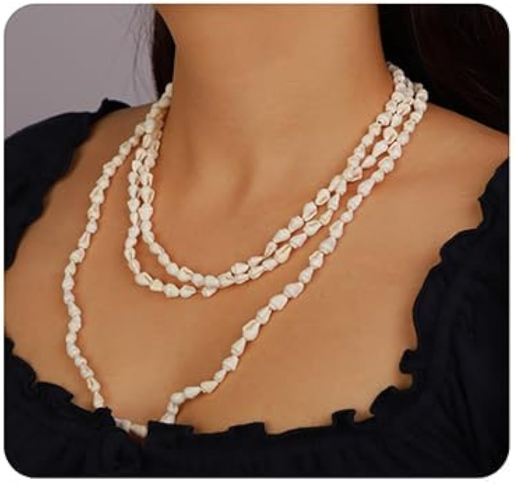 Xerling Summer Seashell Cowrie Long Layered Necklaces for Women Hawaii Shell Choker Necklaces Boh... | Amazon (US)