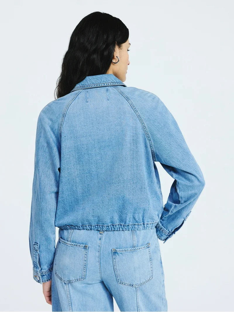 Scoop Women's and Women's Plus Denim Bomber Jacket, Midweight, Sizes XS-4X | Walmart (US)