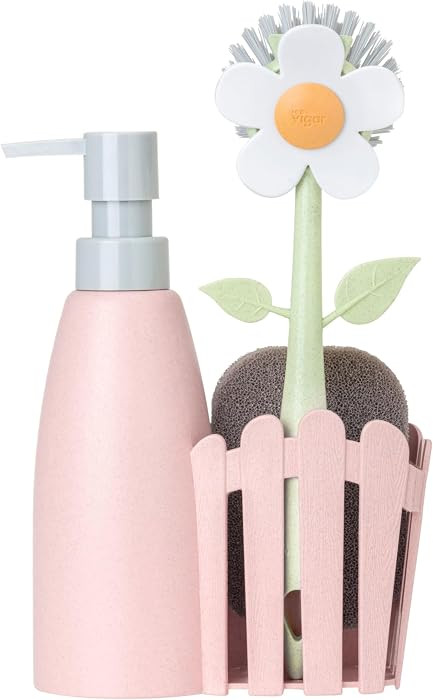 Vigar Florganic Kitchen Soap Dispenser Set, Dish Soap Dispenser with Sponge Caddy and Dish Brush,... | Amazon (US)