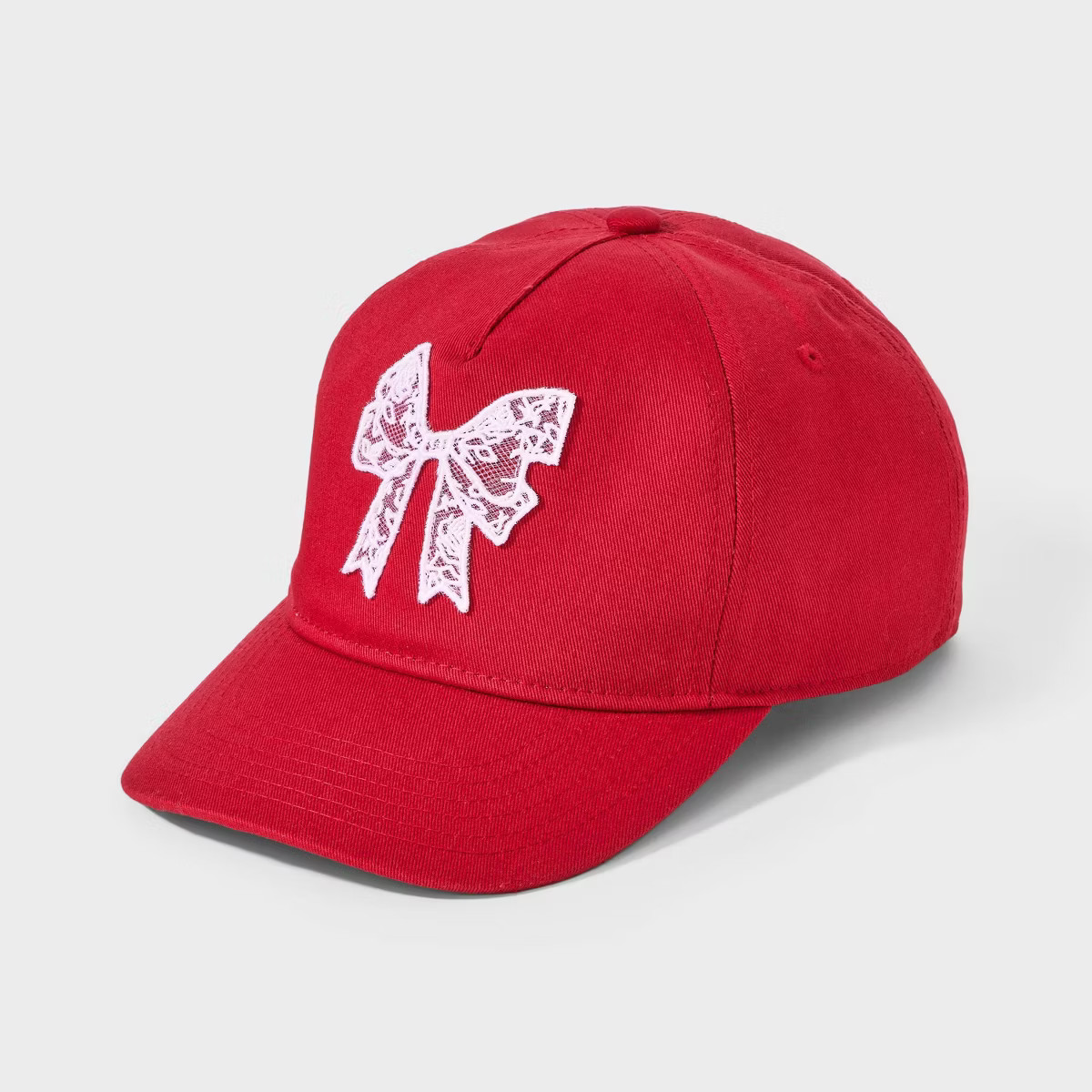 Girls' Lace Bow Baseball Hat - Red | Target