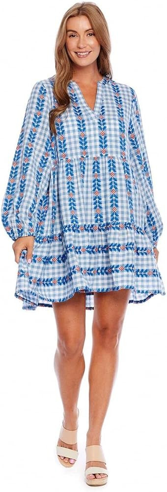 Mud Pie Women's Eliza Yarn-Dye Dress, Blue | Amazon (US)