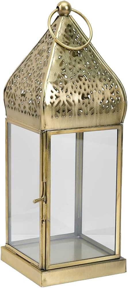 Serene Spaces Living 10" Moroccan Lantern, Gold Ornate Candle Lantern, Vintage Candle Holder, Tab... | Amazon (US)