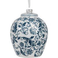 Large Glass Blue & White Ginger Jar Ornament | Etsy (US)