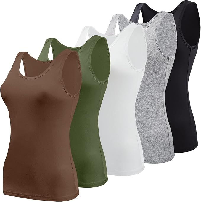 BQTQ 5 Pcs Basic Tank Tops for Women Undershirt Tank Top Sleeveless Under Shirts | Amazon (US)