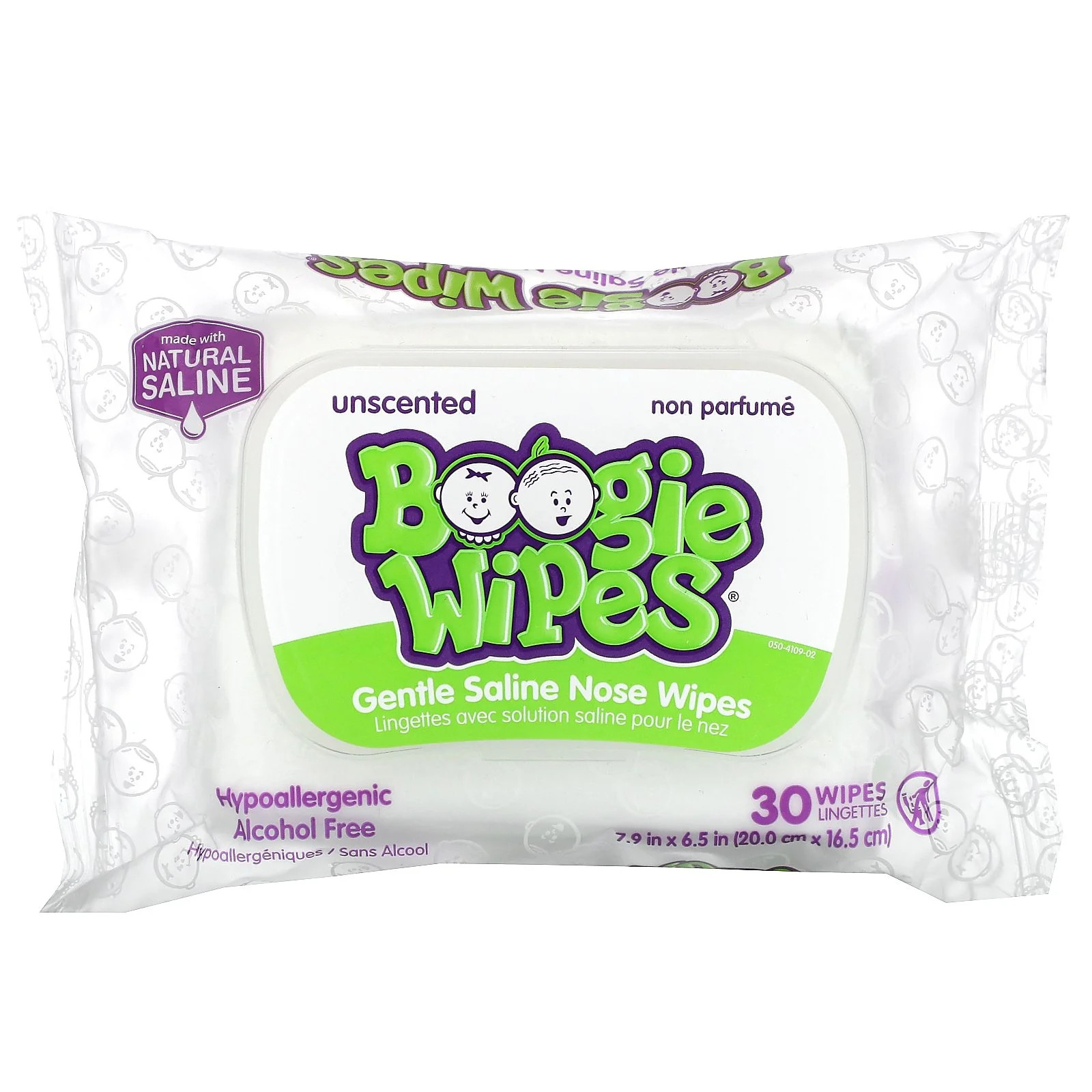 Boogie Wipes Gentle Saline Nose Wipes, Unscented, 30 Ct | Walmart (US)