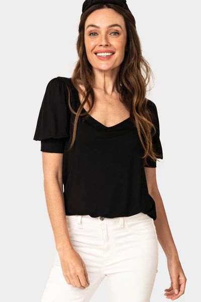 Break the Bias Puff Sleeve Sweetheart Top | Gibson