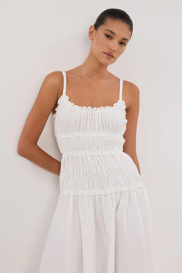 TOBY WHITE COTTON MIDI DRESS | DISSH