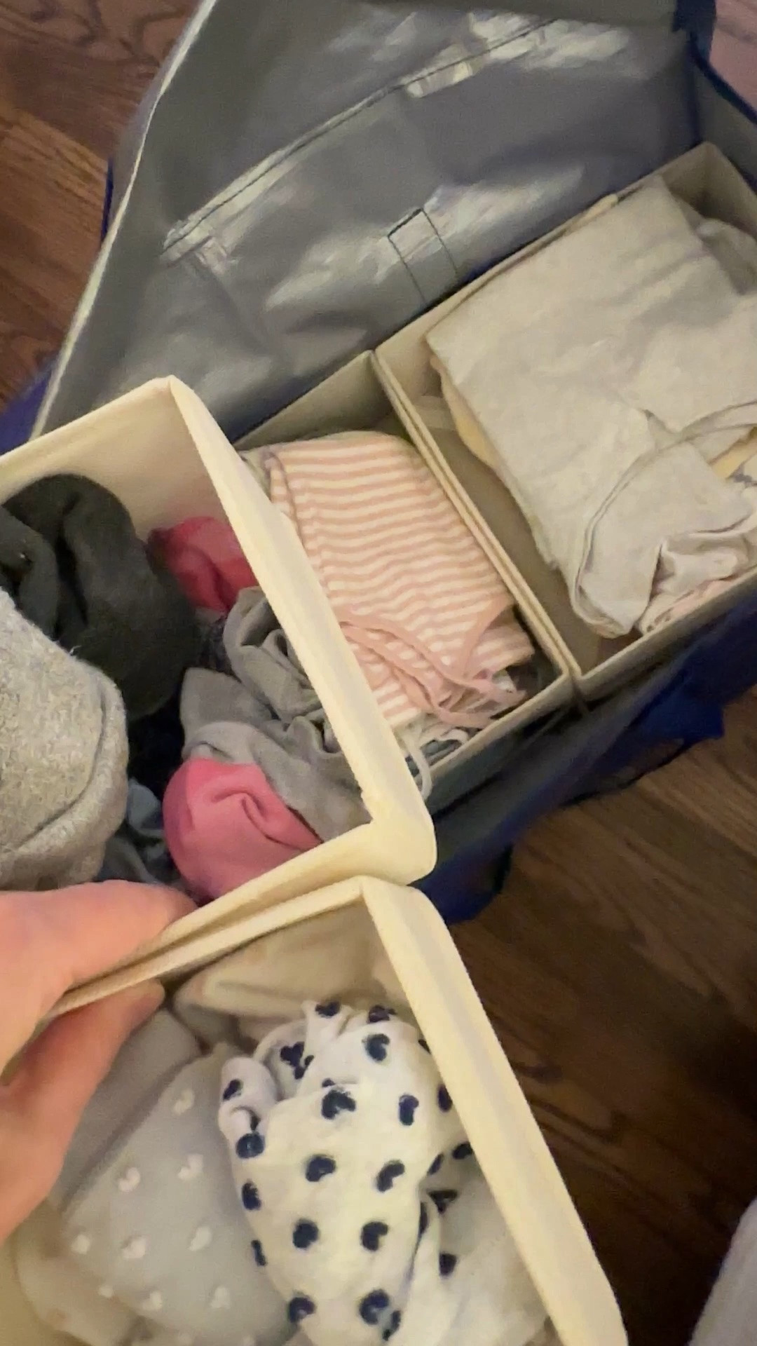 Pack the drawer organizers already organized and right into blue form bags - makes it SO easy move-in day! #dorm