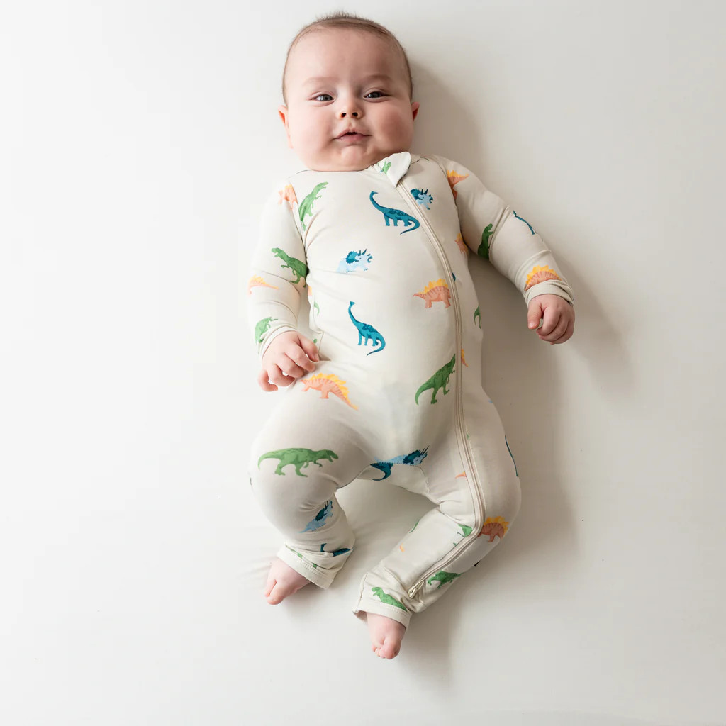 Zippered Romper in Ecru Roar | Kyte BABY