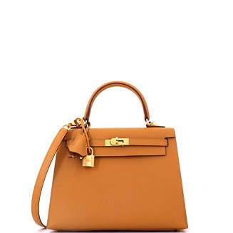 Kelly 25 Handbag Brown Epsom with Gold Hardware | Macy's