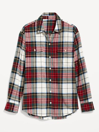 Long-Sleeve Plaid Flannel Boyfriend Tunic Shirt for Women | Old Navy (US)