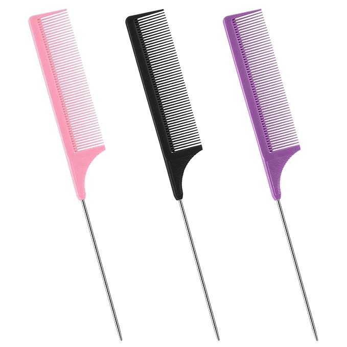 Rat Tail Comb Set, 3Pcs Carbon Fiber Hair Combs for Salon, Hair Styling, Parting, Back Combing, P... | Amazon (US)