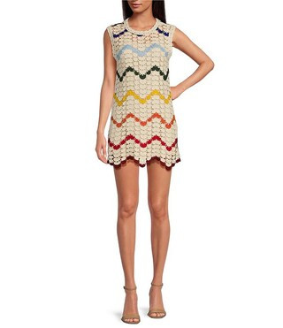 Chelsea & Violet Romy Chevron Print V-Neckline Sleeveless Crochet Dress | Dillard's | Dillard's