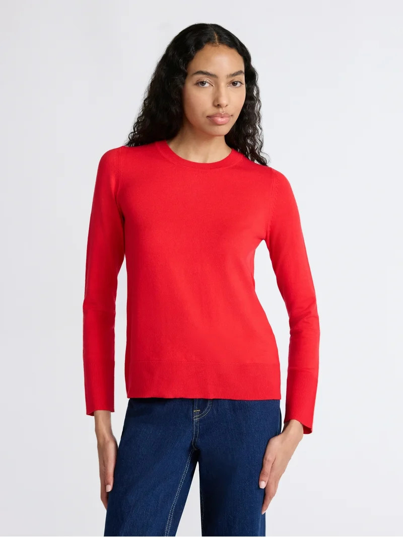 Free Assembly Women's and Women's Plus Cozy Yarn Crewneck Sweater with Long Sleeves. Lightweight,... | Walmart (US)