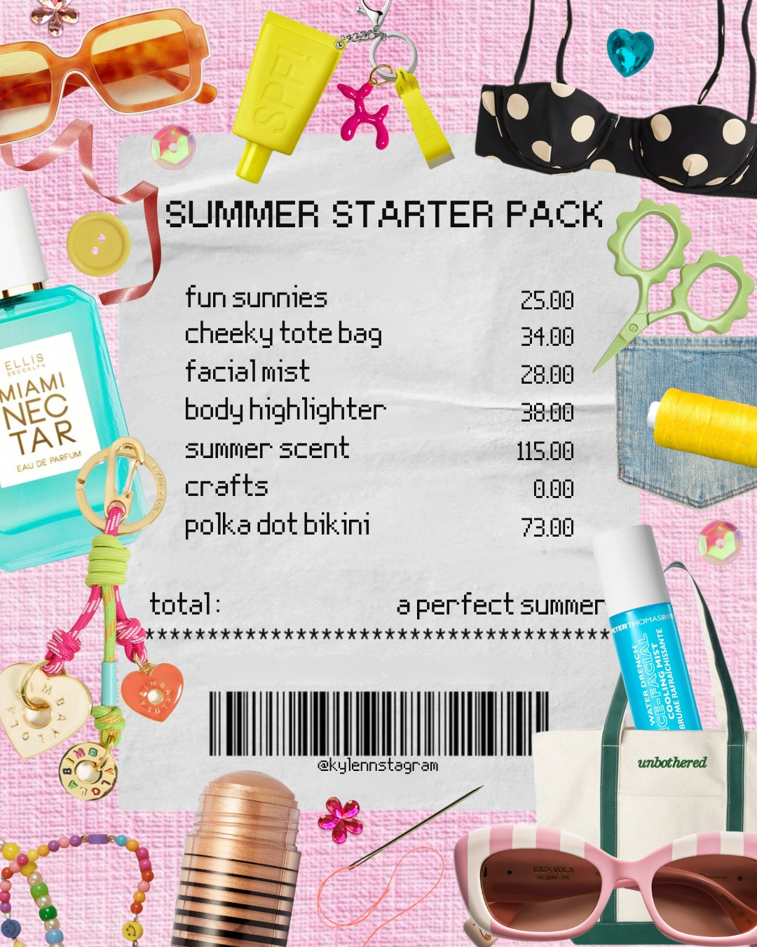 SUMMER STARTER PACK! everything you need for the perfect summer!

summer essentials, swim, bikini, polka dot bikini, polka dots, facial spray, body care, dibs, summer scent, fragrance, ellis brooklyn, free people, cooling mist, sunglasses, #summeressentials, #summer #sunnies #sunglasses #fragrance, #polkadot #summerbag 

 #LTKSummerEdit #LTKSaleAlert #LTKSwim