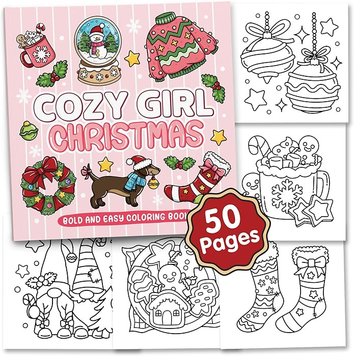 Brightenkidz Cozy Girl Christmas Coloring Book - Cute & Simple Adult Coloring Book with Bold and ... | Amazon (US)