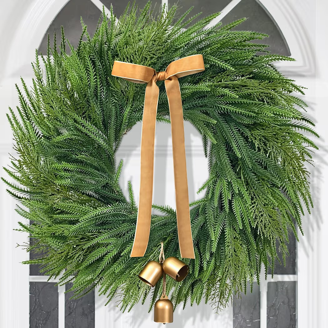 Christmas Wreaths for Front Door - 26" Real Touch Norfolk Pine Wreath, Large Christmas Wreath wit... | Amazon (US)
