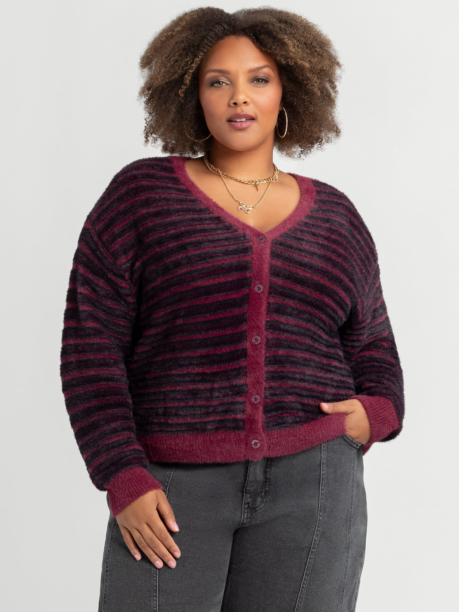 Jessica Simpson Women's Plus Dionne Eyelash Cardigan, Sizes 0X-4X | Walmart (US)