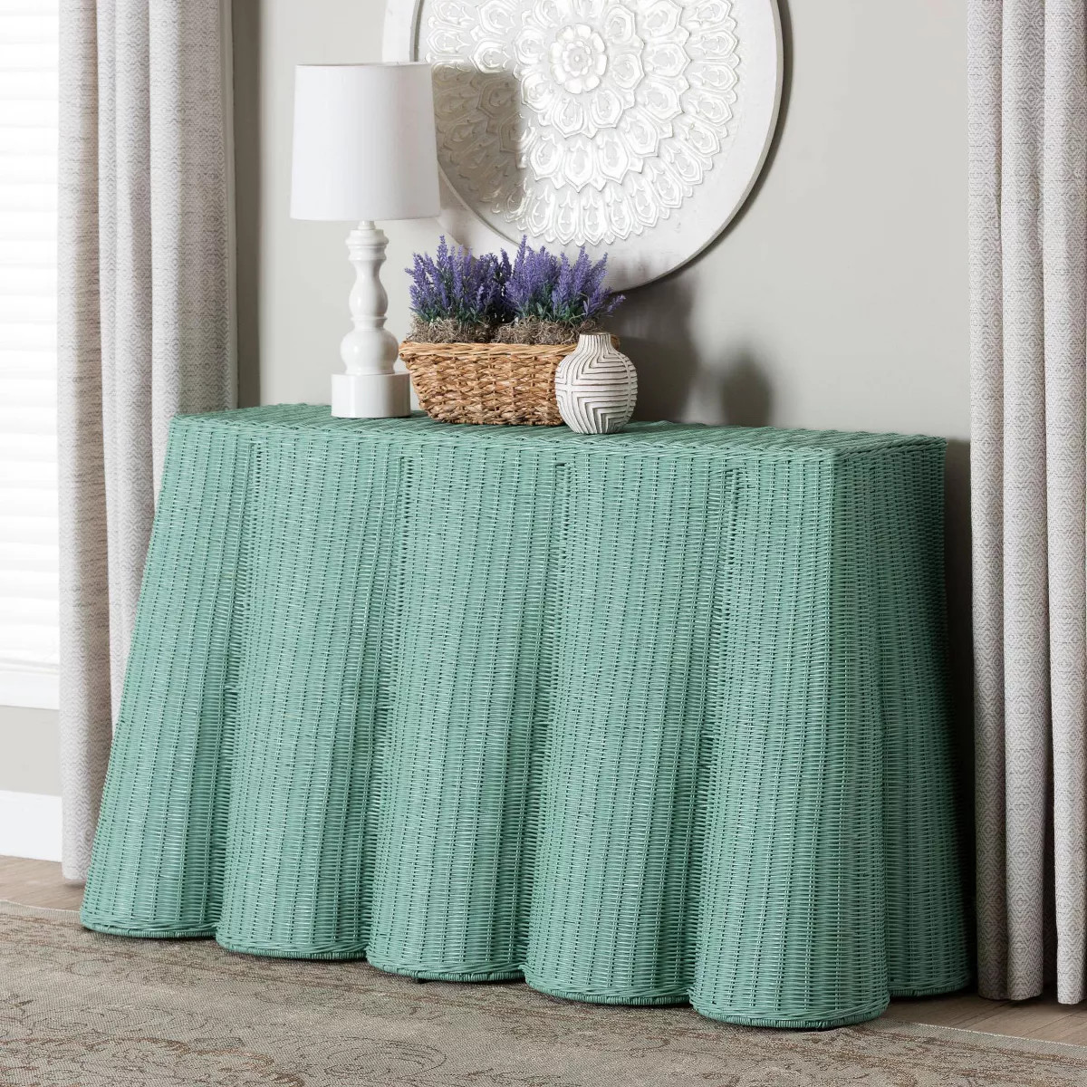 bali & pari Palm Scallop Rattan Console Table | Target