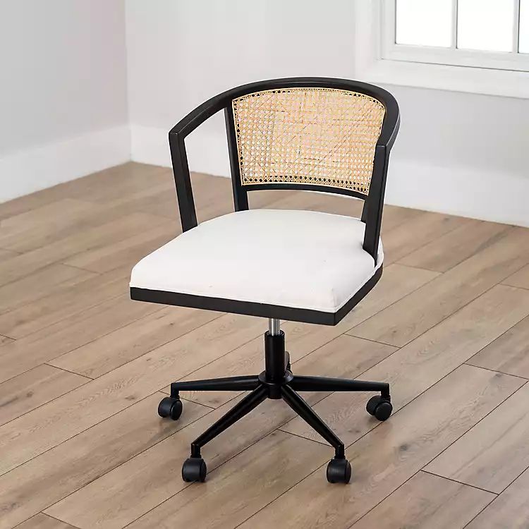 New! Black Woven Cane Office Chair | Kirkland's Home