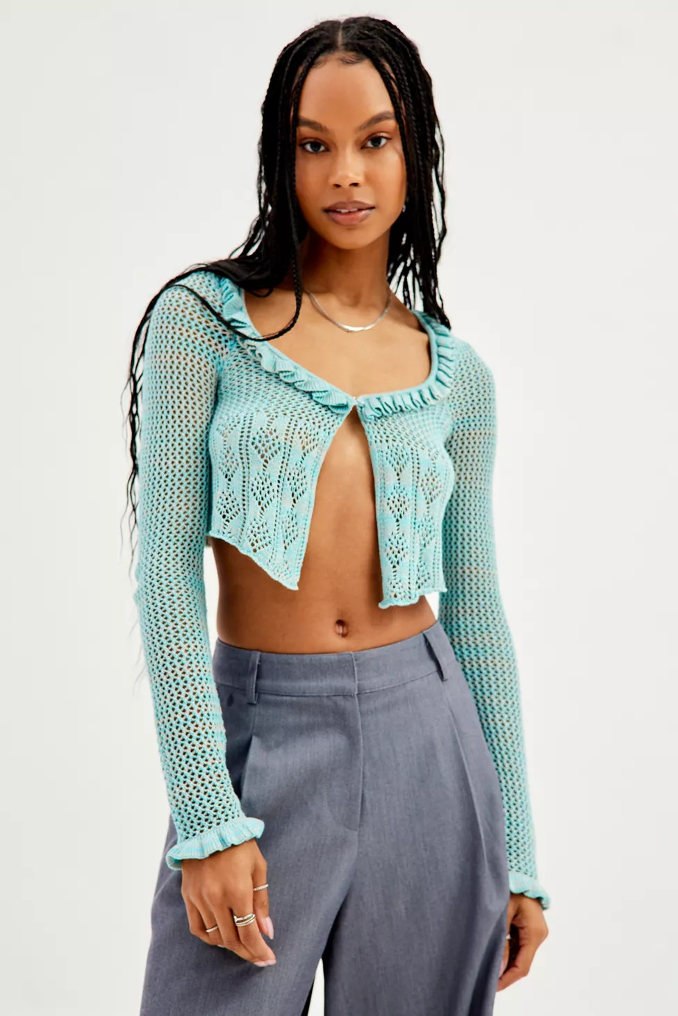UO Lily Open-Knit Flyaway Cardigan | Urban Outfitters (US and RoW)