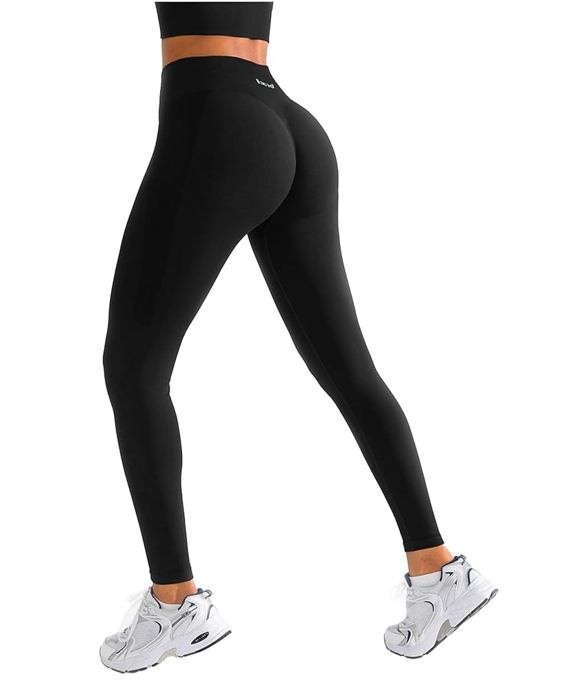 BRXL Butt Lifting No Front Seam Workout Leggings for Women Tummy Control High Waist Seamless Gym ... | Amazon (US)