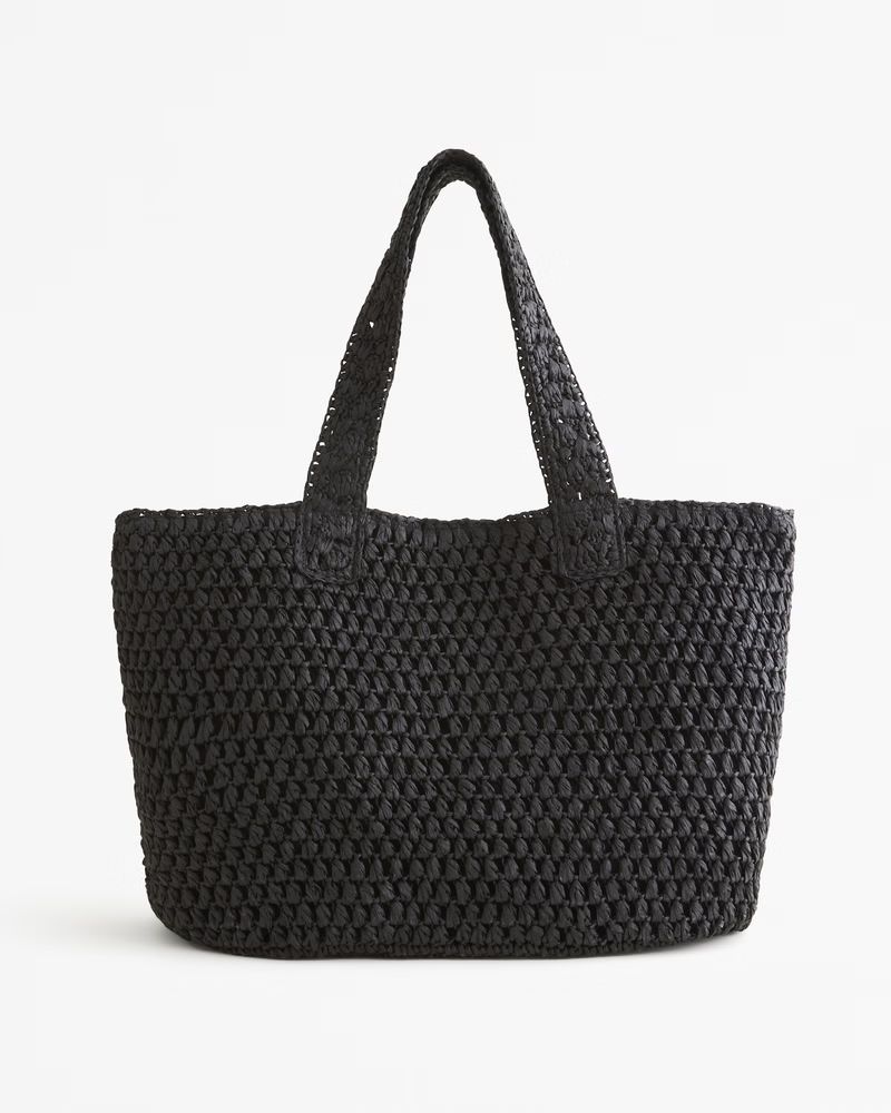 Abercrombie & Fitch Women's Straw Packable Tote Bag in Black - Size 1 SIZE | Abercrombie & Fitch (US)