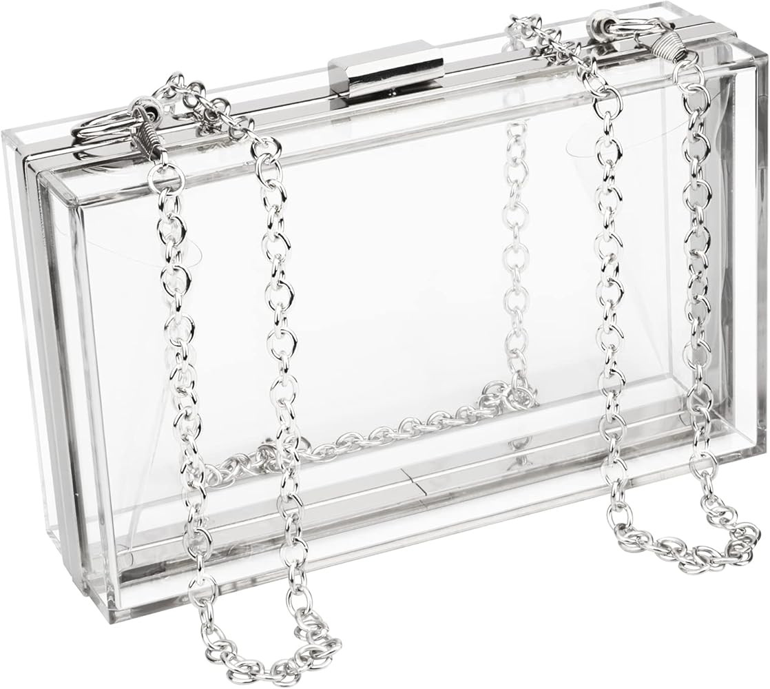 Transparent Clear Acrylic Square jelly Evening Bag for Women,Fashion Lovely Shoulder Bag for Dinn... | Amazon (US)