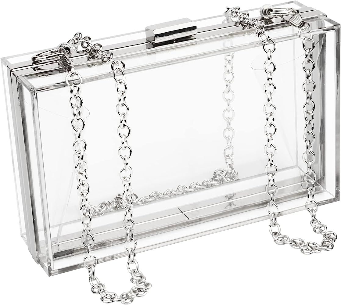 Transparent Clear Acrylic Square jelly Evening Bag for Women,Fashion Lovely Shoulder Bag for Dinn... | Amazon (US)