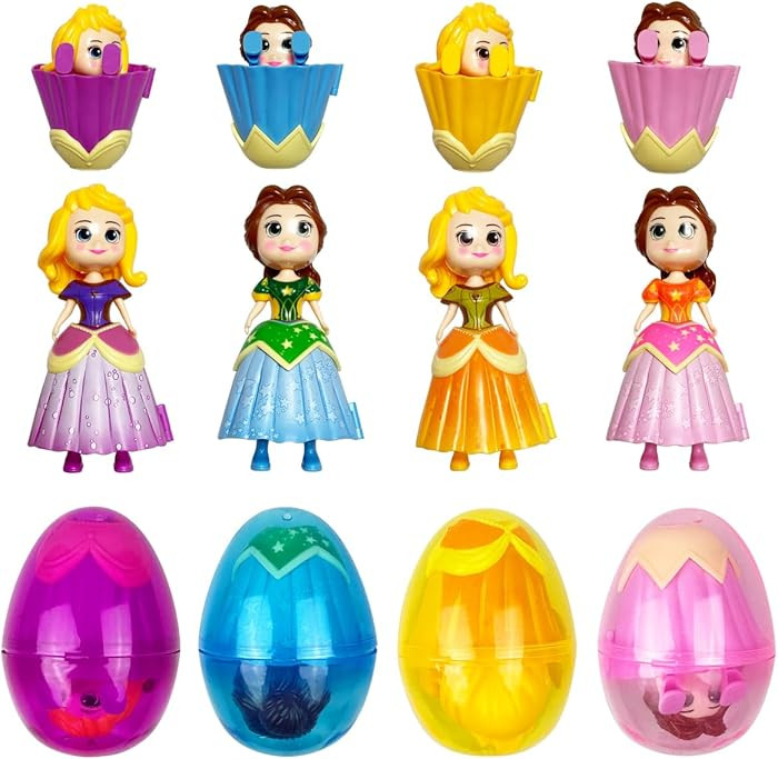 Pinkiwine 4 Pack Jumbo Princess Deformation Eggs Prefilled Easter Eggs with Toys Inside for Kids ... | Amazon (US)