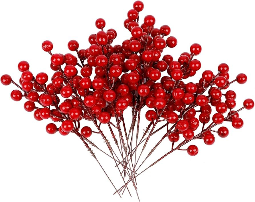 winemana 24 Pack 8 Inch Christmas Faux Picks Winter Berry Sprigs, Artificial Red Berries Stems Or... | Amazon (US)
