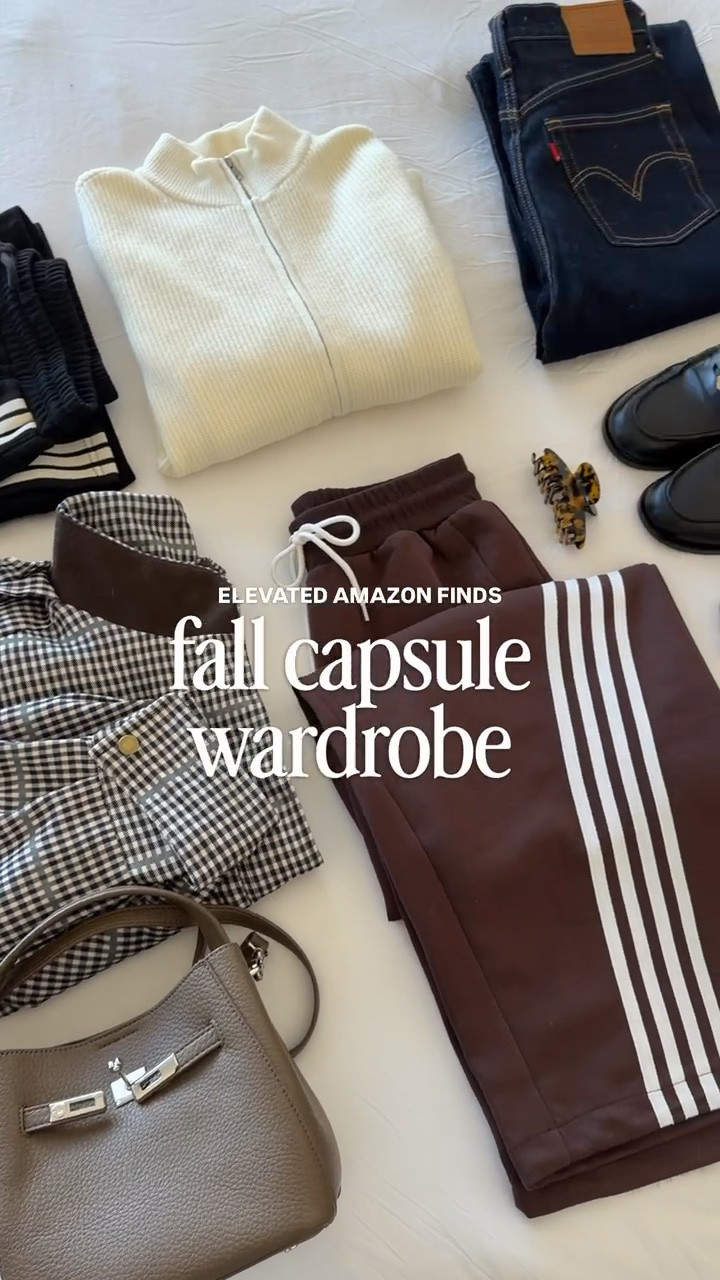 Elevated Amazon finds 〰️ staple pieces for a fall capsule wardrobe 

Track pants, Amazon bag, plaid jacket, bomber jacket, loafers, fall outfit, sweater

#LTKOver40 #LTKSeasonal #LTKootd