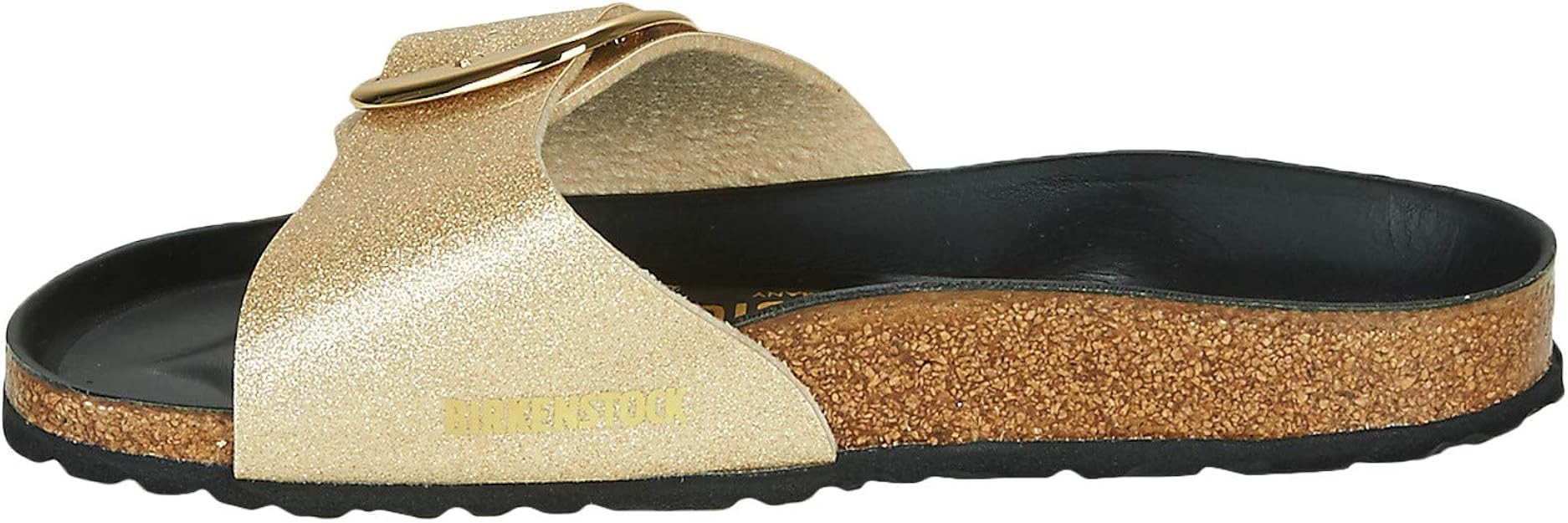Birkenstock Women's Mules Madrid Big Buckle Birko-Flor Glitter Gold Hex Black Sandal | Amazon (US)