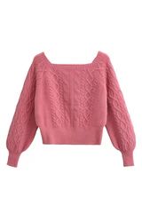'Rabia' Square Neck Cable-knit Sweater (4 Colors) | Goodnight Macaroon