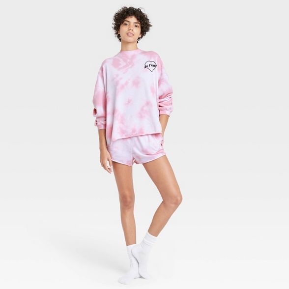 Women's Tie-Dye Je T'Aime Pajama Set - Pink | Target
