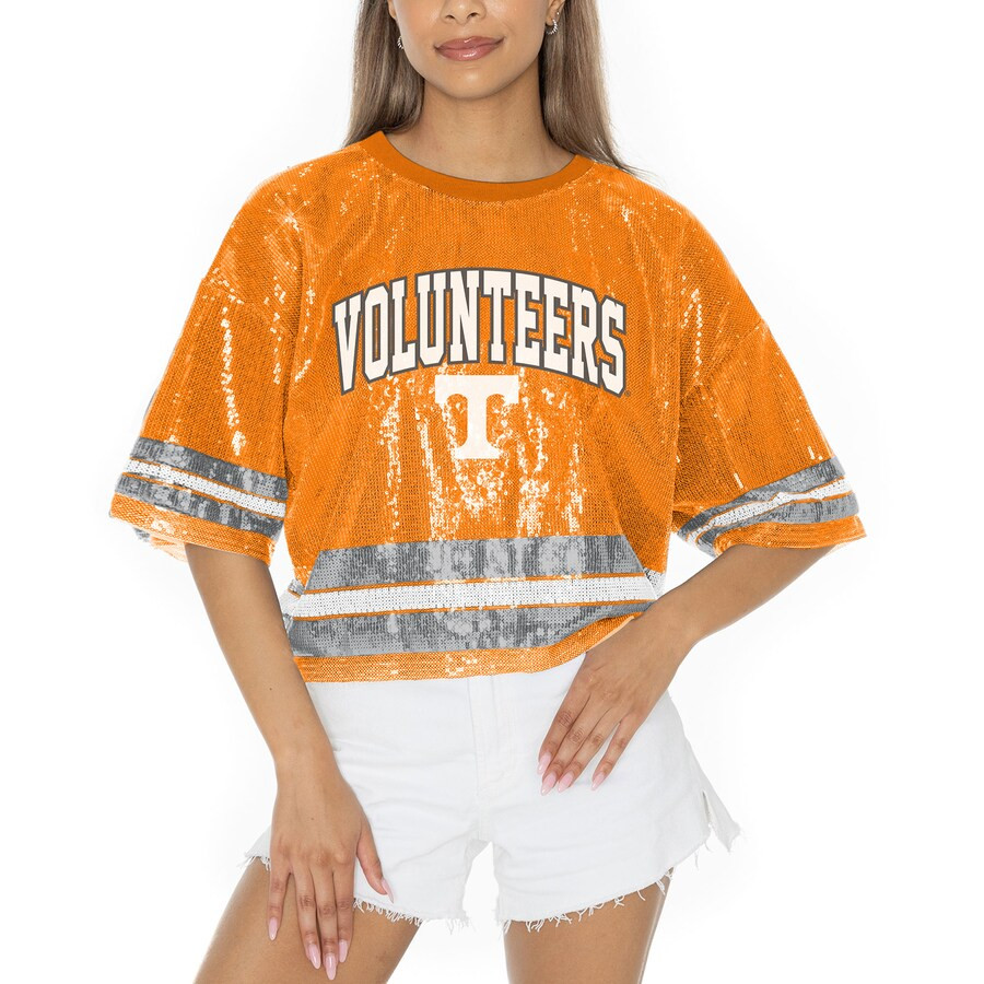 Tennessee Volunteers Gameday Couture Women's Sequin Striped Cropped Fashion Jersey T-Shirt - Tenn... | Fanatics