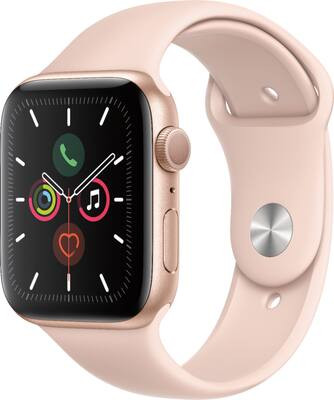 Apple Watch Series 5 (GPS) 44mm Gold Aluminum Case with Pink Sand Sport Band - Gold Aluminum | Best Buy U.S.