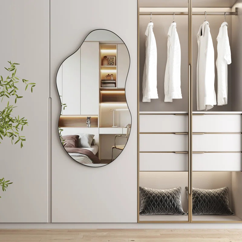 Ashane Asymmetrical Wall Mirror Metal Frame | Wayfair North America