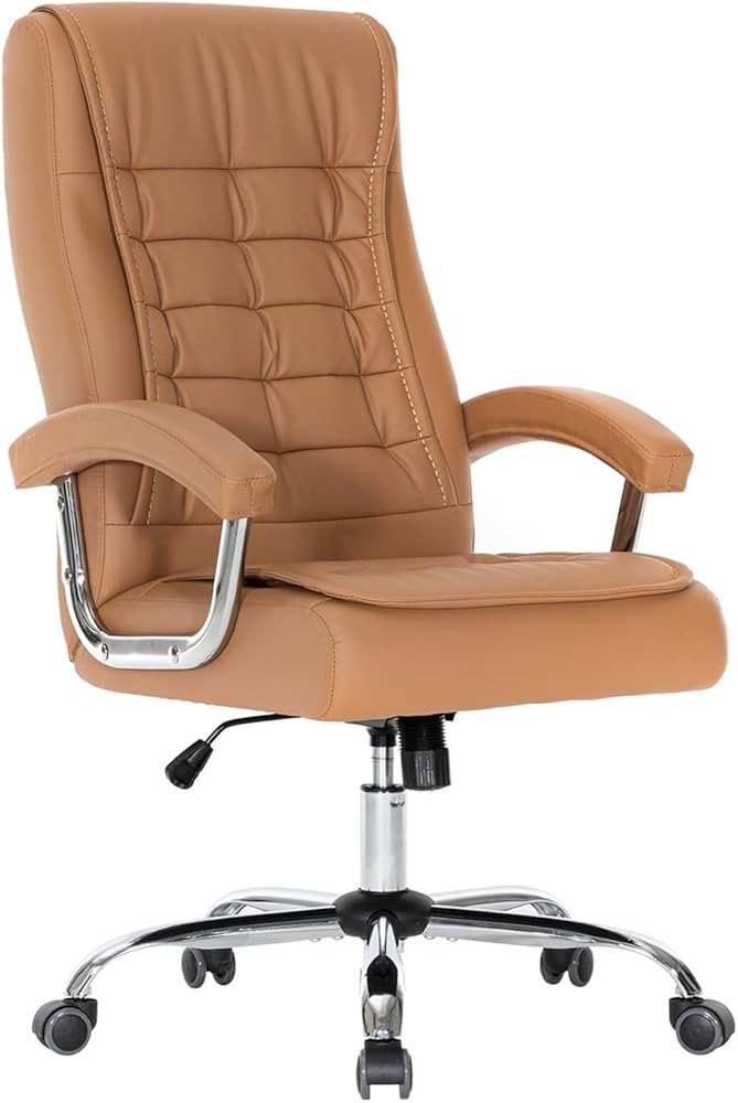 Executive Office Chair Adjustable Leather Chair High Back Swivel Office Desk Chair with Padded Ar... | Amazon (US)