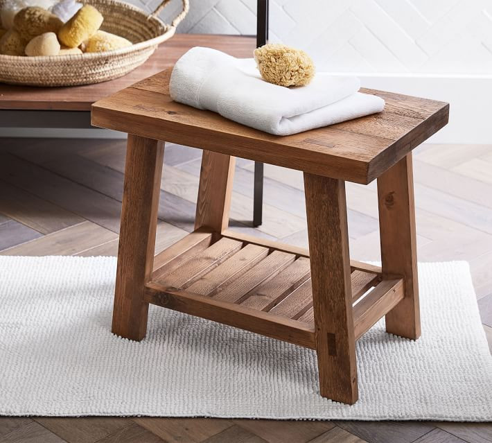 Rustic Bath Stool, Tawney Pine | Pottery Barn (US)